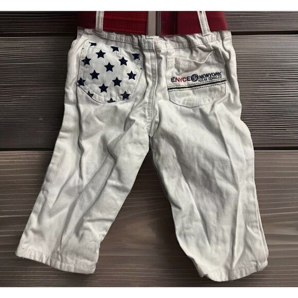 Enyce Sean Combs Toddler Jeans White Red Belt Stars On Pockets Size 12Mo - Picture 2 of 5
